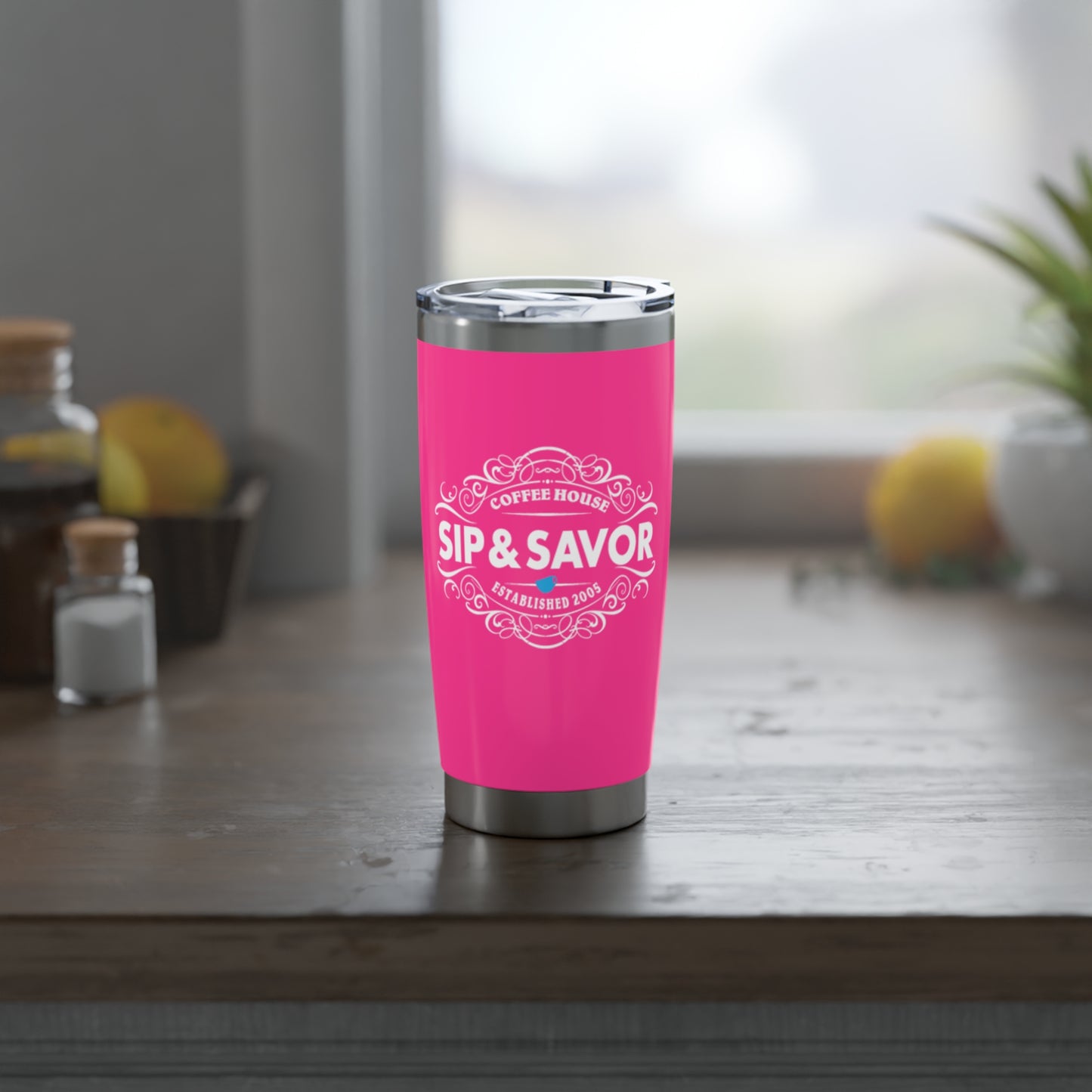 Pink Sip & Savor 20oz Travel Mug for Coffee Lovers
