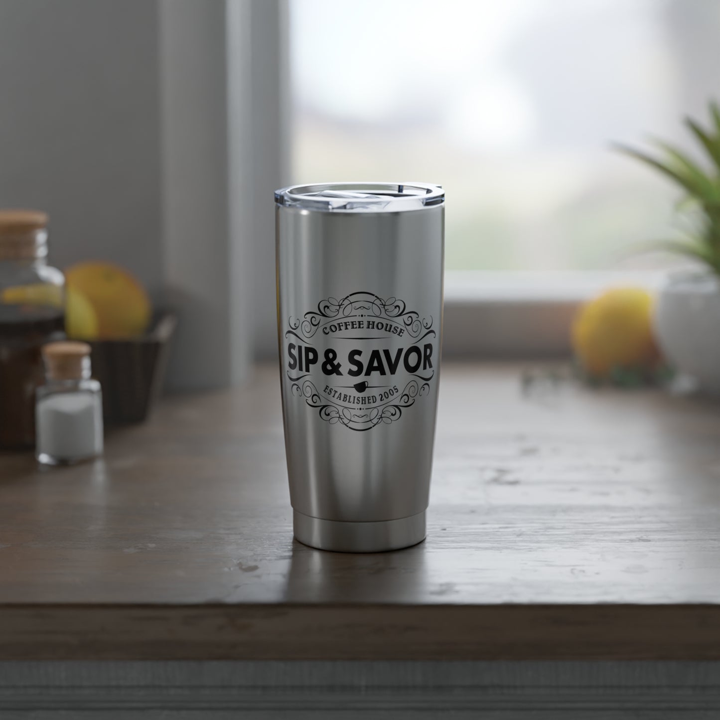 Silver Sip & Savor 20oz Travel Mug for Coffee Lovers
