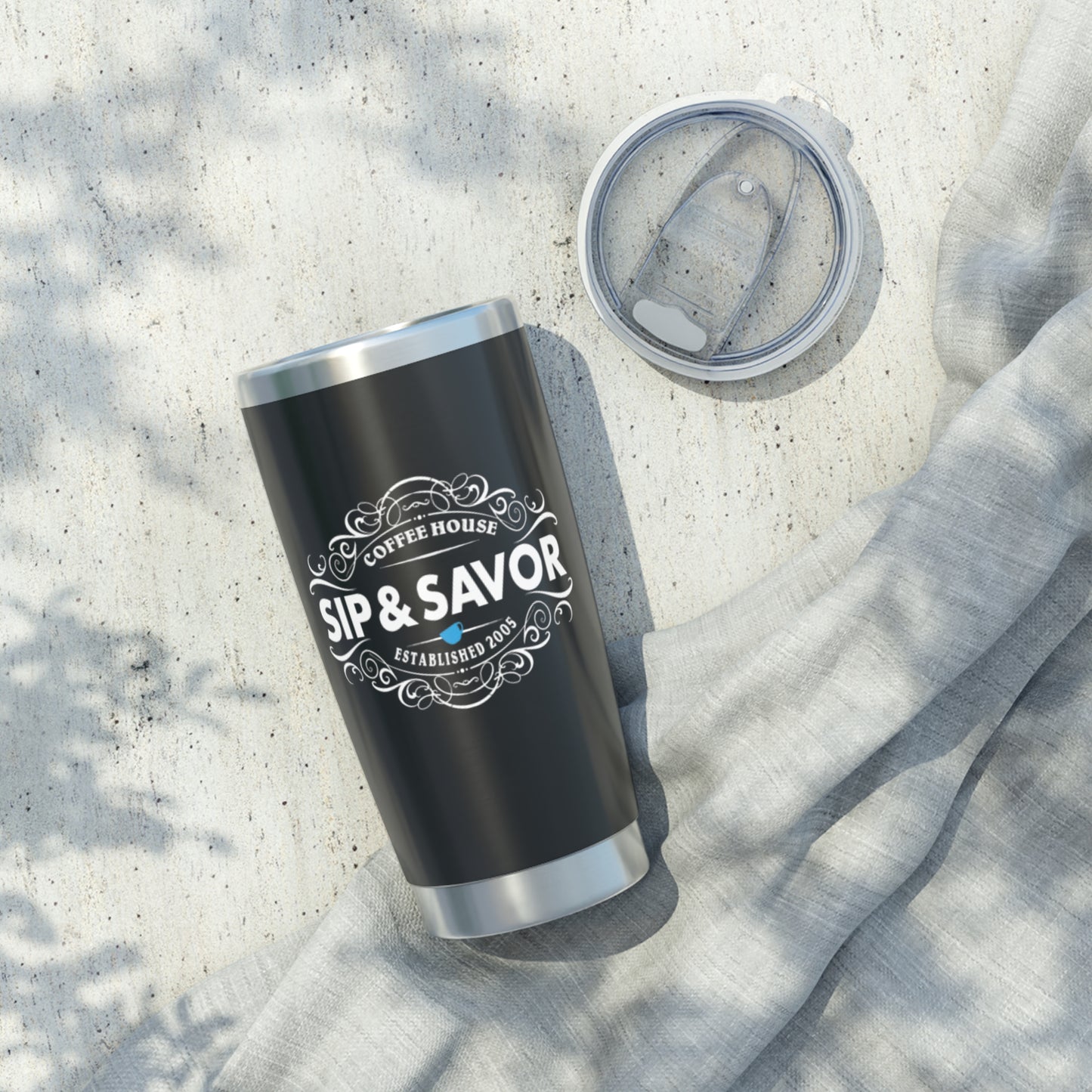 Black Sip & Savor 20oz Travel Mug for Coffee Lovers