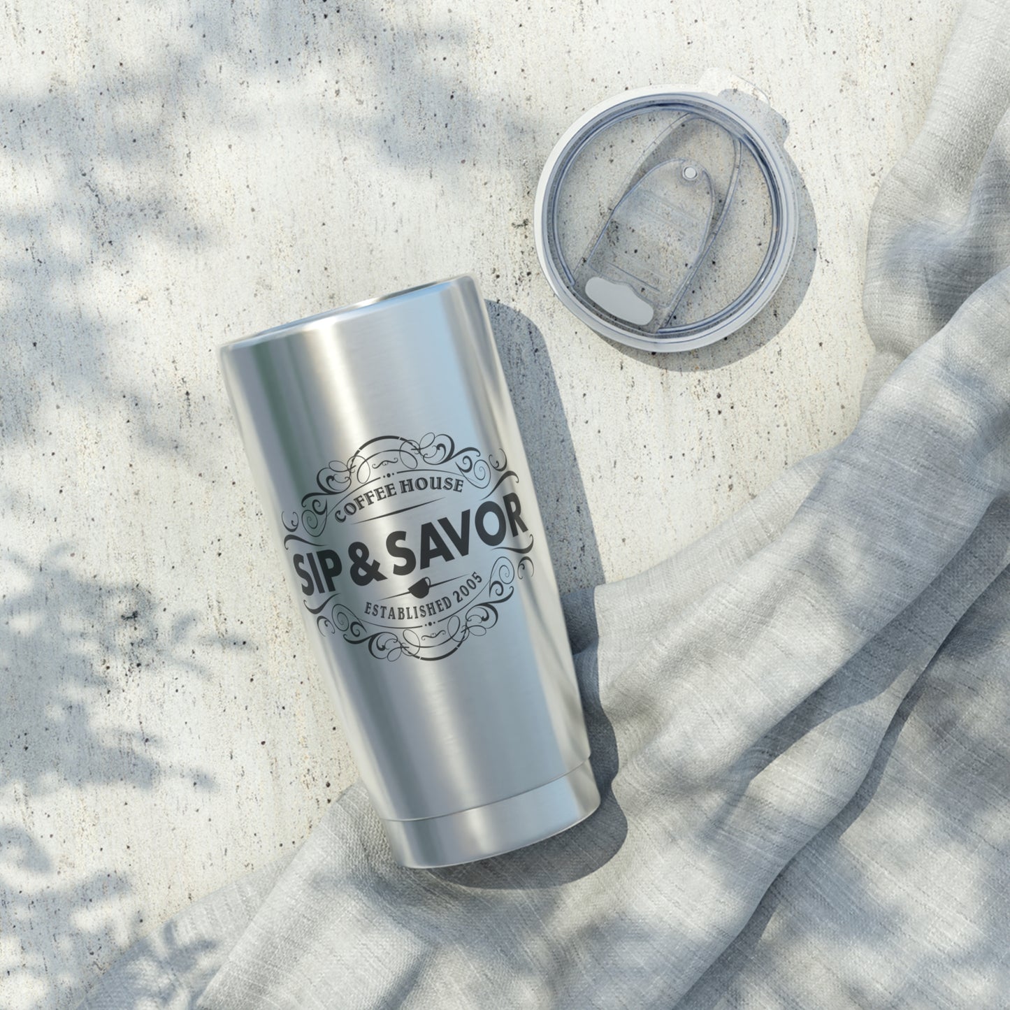 Silver Sip & Savor 20oz Travel Mug for Coffee Lovers