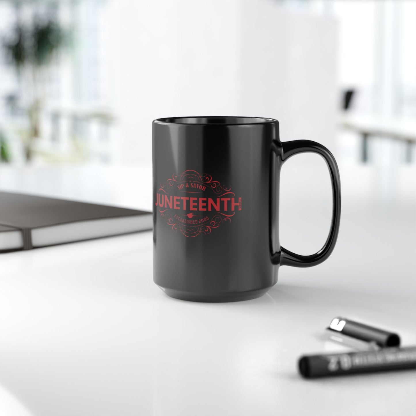 Juneteenth Celebration Black Mug - 15oz