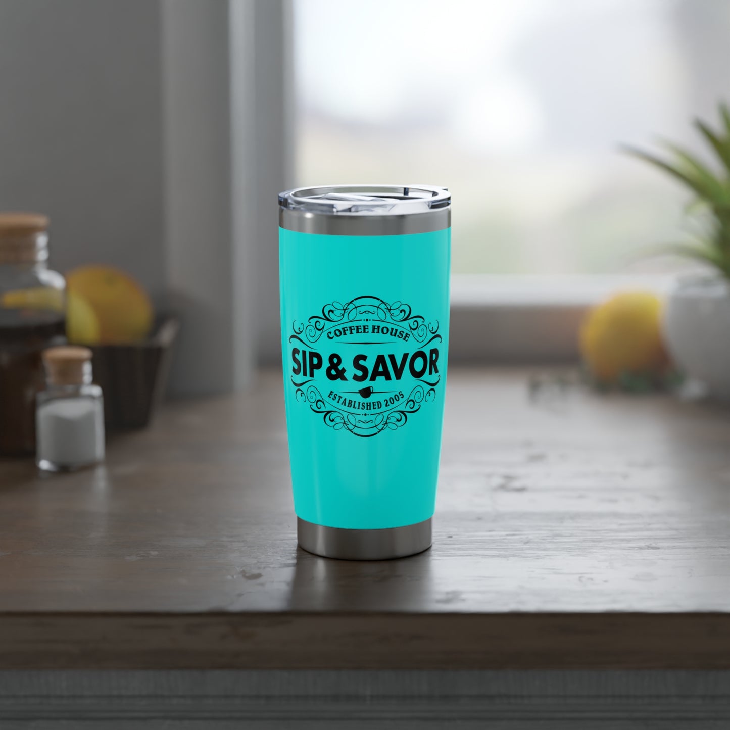Turquoise Sip & Savor 20oz Travel Mug for Coffee Lovers