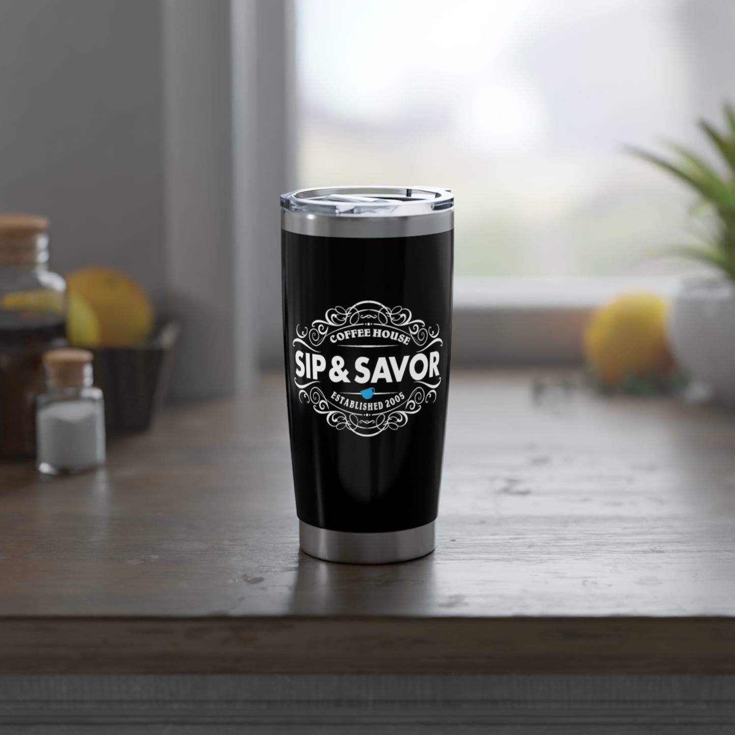 Black Sip & Savor 20oz Travel Mug for Coffee Lovers